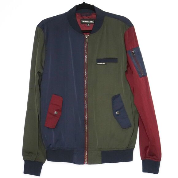 Members Only Mens Bomber Jacket Size Medium Colorblock‎ Blue Red Green Casual - Picture 1 of 8
